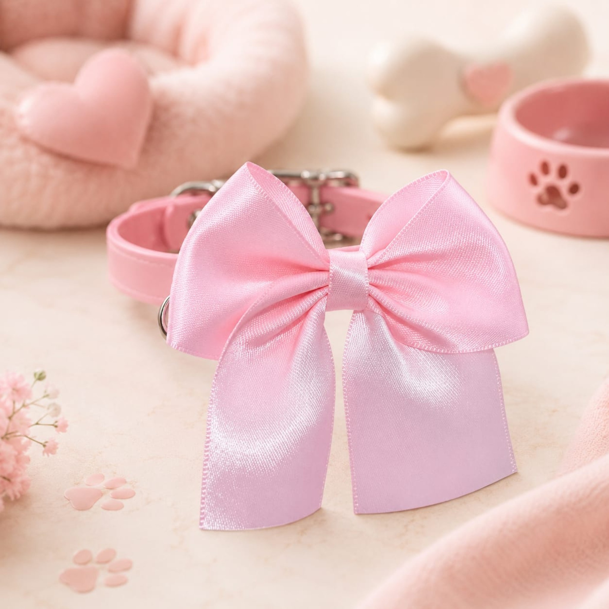 Collare Artigianale con Fiocco Pink Collar – In Biothane®